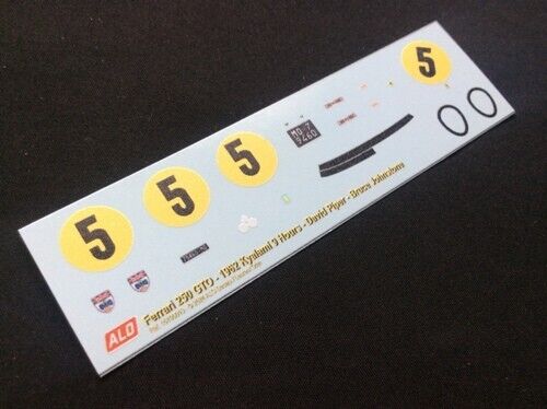 1962 KYALAMI 9 HOURS #5 FERRARI 250 GTO DAVID PIPER/BRUCE JOHNSTONE 1:43 DECALS