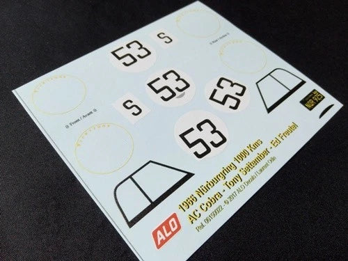 1966 NÜRBURGRING 1000 KMS # 53 AC SHELBY COBRA TONY SETTEMBER/ED FREUTEL 1:43, 1:24 DECALS
