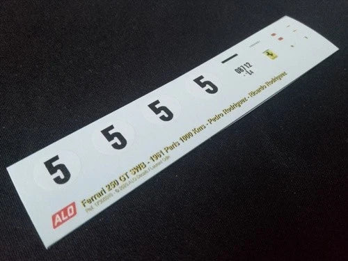 1961 PARIS 1000 KMS, MONTLHERY # 5 FERRARI 250 GT SWB PEDRO RODRIGUEZ/RICARDO RODRIGUEZ 1:43, 1:32, 1:24, 1:18 DECALS