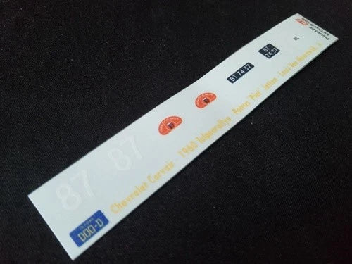 1960 TULPENRALLYE #87 CHEVROLET CORVAIR COUPE PETRUS "PIET" JETTEN/LOUIS VAN NOORDWIJK 1:43, 1:24, 1:18 DECALS