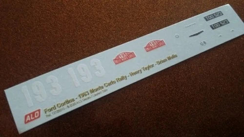 1963 MONTE CARLO RALLY #193 FORD CORTINA HENRY TAYLOR/BRIAN MELIA 1:43 DECALS