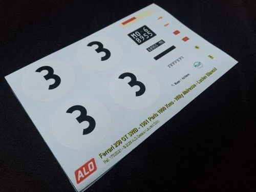 1961 PARIS 1000 KMS, MONTLHERY # 3 FERRARI 250 GT SWB WILLY MAIRESSE/LUCIEN BIANCHI 1:43, 1:32, 1:24, 1:18 DECALS