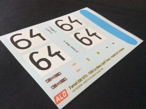 1966 LE MANS APRIL TESTS #64 FERRARI 250 GTO ANDRE DE CORTANZE 1:18 DECALS